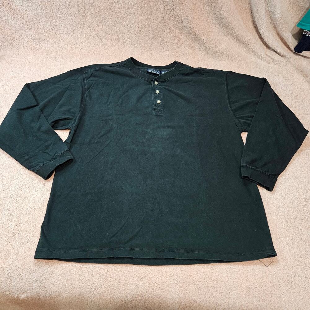Basic Editions Henley Size XL Black Long Sleeve Shirt